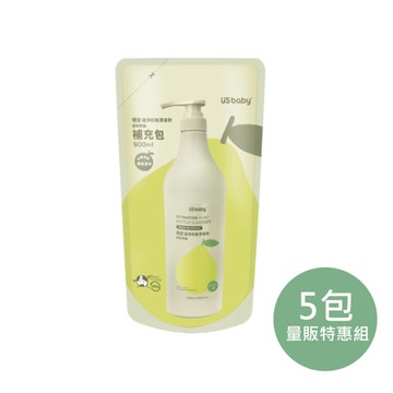 US baby優生 植淨清新西柚奶瓶清潔劑補充包900mlx5包-量販特惠組