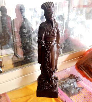 越南沉香木雕孔明諸葛亮旺學木質工藝辦公擺件 黑紫檀工藝禮品1入