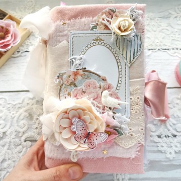 粉色蕾絲花園雜誌風手帳 手工製作 復古風 蝴蝶筆記本