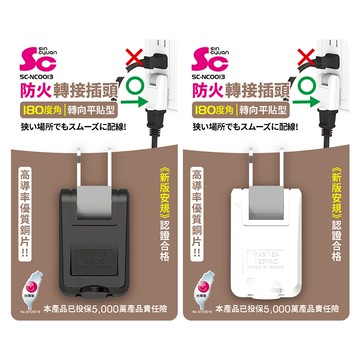 防火轉向平貼式插頭(顏色隨機出貨)