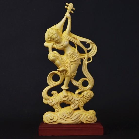 木彫り 仏像 飛天 天女 フィギュア 飛天像 天女像 立像 置物 仏教美術 木彫 仏像