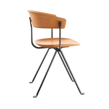 Officina 鐵焊單椅（皮革椅面、深灰椅腳）