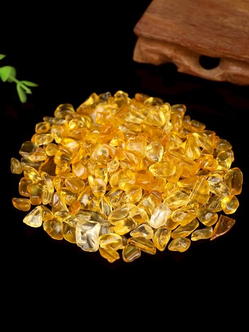 自然嘉黃水晶碎石擺件家居招七彩水晶消磁用品財位擺件裝飾品