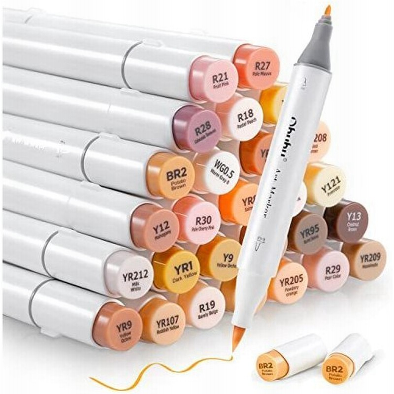 Ohuhu マーカーペン 筆タイプ 肌色系 36色 筆 細字 イラストマーカー スキンカラー ブレンダーペン付き 茶色系 通販 Lineポイント最大0 5 Get Lineショッピング