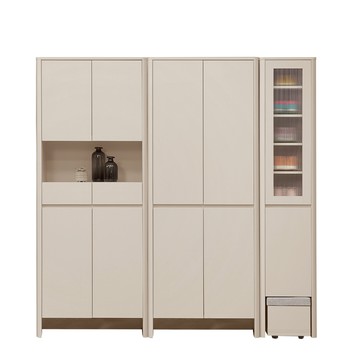 直人木業-UL莫蘭迪奶油風玄關鞋櫃組199公分(中空79公分+四門79公分+玄關櫃41公分)