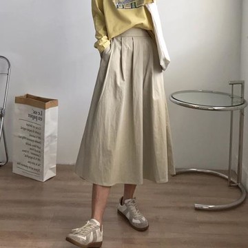 ins韓版秋季新款a字氣質半身裙女2021高腰舒適百搭顯瘦休閑中長裙