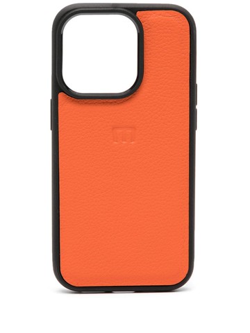 Manokhi - x Maff iPhone 14 pro case - unisex - Calf Leather/Acetate - One Size - Orange