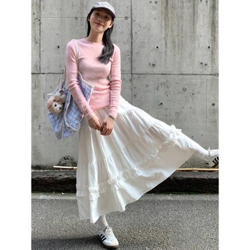 白色蛋糕裙女春2026新款高腰顯瘦a字中長款芭蕾風蓬蓬蕾絲半身裙