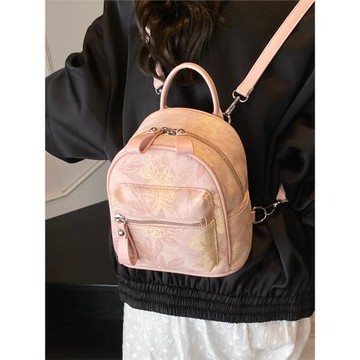 新中式印花雙肩包女小包包女2025新款時尚小書包夏季學院風后背包