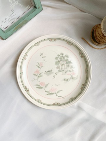 【好日戀物】 英國帶回英國製BILTONS淺綠粉色異國風情大餐盤