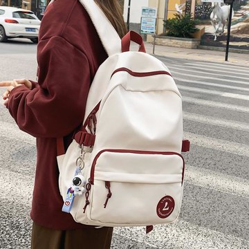 簡約雙肩包女生初中生高顏值書包中學生大容量大學生原創小眾背包