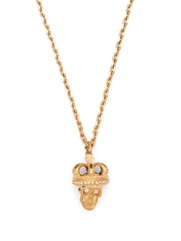 Philipp Plein - 3D skull-charm necklace - men - Brass - One Size - Gold
