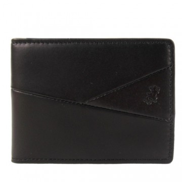 agnes b.蜥蜴皮革車線切紋ID車票夾(黑)