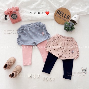 🌈✨BABY❤️可愛粉嫩配色內搭褲✨兒童圓點小兔內搭褲