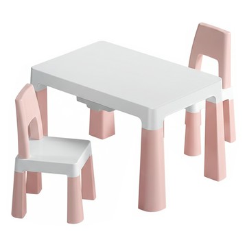 可增高書桌椅組 一桌兩椅 粉色 環保PP材質 承重100公斤