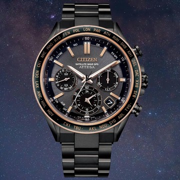 CITIZEN 星辰 GENTS GPS 沉穩魅力鈦金屬衛星對時光動能男錶-黑/44.6mm(CC4074-61W)