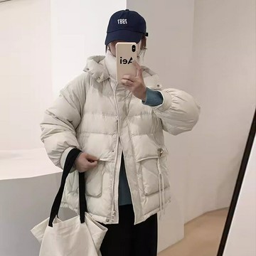 真羽絨90%鴨絨羽絨外套夾克-甜美月牙扣連帽白鴨絨女夾克7色74jx25【米蘭精品】【獨家進口】