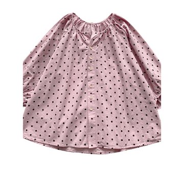 夏裝大碼女洋氣中袖v領寬松上衣小衫燈籠袖a字甜美波點娃娃衫襯衫