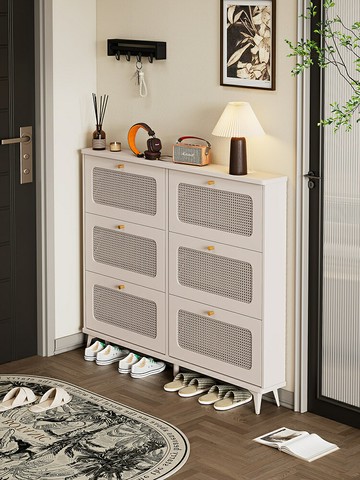 超薄翻斗鞋櫃家用門口2025新款爆款玄關櫃極窄入戶收納藤編儲物櫃