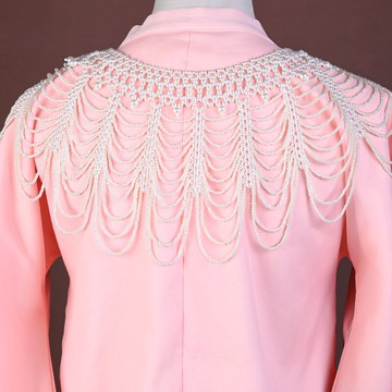 漢服披肩珍珠云肩手工編織流蘇肩鏈女軟瓔珞項鏈古風旗袍配飾戲曲