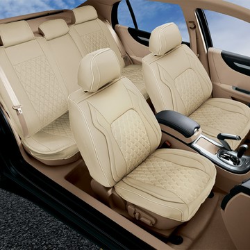 Daehan Automobile 汽車用前後座防水皮革座椅全包覆保護套組  1套  米色