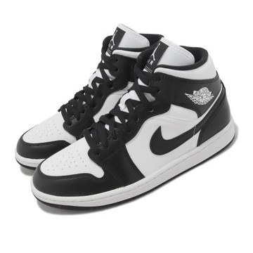 Nike 休閒鞋 Wmns Air Jordan 1 Mid 女鞋 男鞋 黑 白 高筒 皮革 熊貓 AJ1 DV0991-101