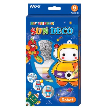 韓國 AMOS - 6色機器人主題吊飾玻璃彩繪膠