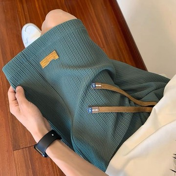 工作短褲 機能短褲 冰絲休閒短褲男夏季薄款中學生潮牌潮流速幹運動寬鬆大碼5分褲男