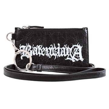 BALENCIAGA 巴黎世家 594548 歌德字母LOGO頸掛零錢卡包.黑