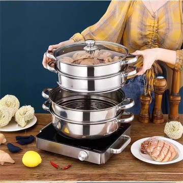 廠供加厚不銹鋼蒸鍋家用雙層多層湯蒸鍋Stainless steel steamer