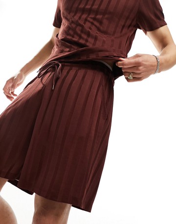 ASOS DESIGN oversized shorts in brown rib