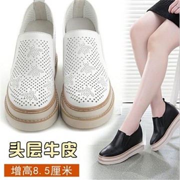 厚底松糕鞋2025春夏新款休閑內增高樂福小碼女鞋32單鞋33真皮鏤空