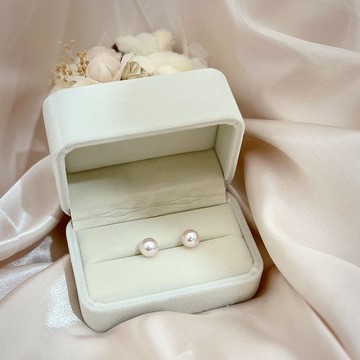 Dragon Jewelry日本Akoya 天然海水珍珠耳環 7.5mm 18k金耳針