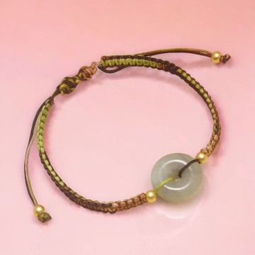 【願‧平安】冰種平安扣編織手鍊 | 天然緬甸A貨翡翠 | 送禮