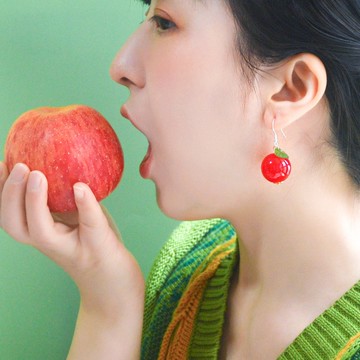 小蘋果耳環 清新水果耳夾