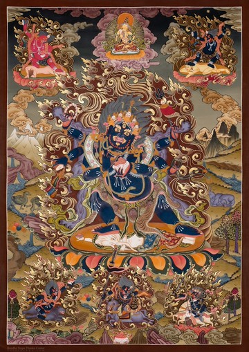 正宗六臂大黑天唐卡  法的守護者