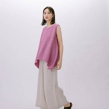 下擺弧形背心 - 粉桃