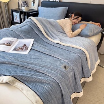 毛毯加厚針織毯跨境毯子辦公室午休毯車載蓋毯禮品毯子純色披肩毯