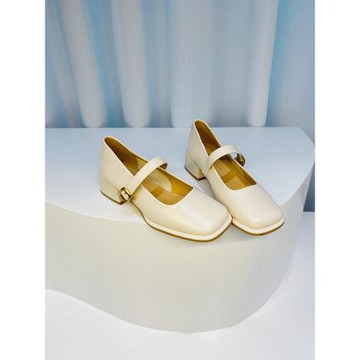 高跟鞋子女2025新款春季法式復古單鞋方頭淺口一字帶粗跟瑪麗珍鞋