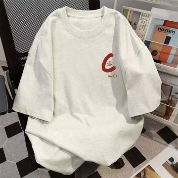 重磅純棉韓版寬鬆字母印花短袖T恤男百搭夏季ins潮流小衆上衣服