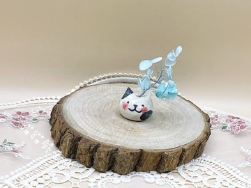 圓滾滾貓 線香座  薰香  療癒小物  小花瓶 多用途陶器  貓貓蕨手