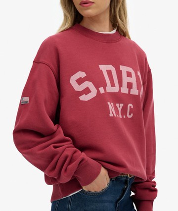 Superdry Women's Athletic Essentials Slouchy Crew Sweatshirt Red Size: 8