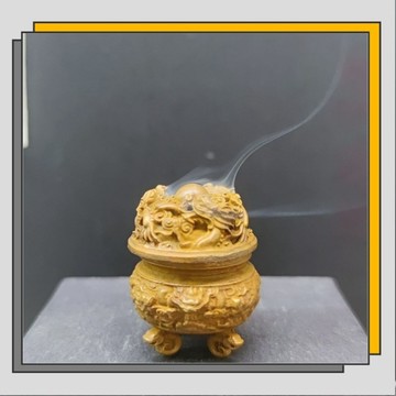 🔥臺灣出貨🔥純銅 三龍戲珠 小香爐四足香薰爐帶蓋子迷妳飛龍鏤花鼎仿古銅香爐/
