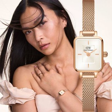 Daniel Wellington DW Quadro系列 極簡美學米蘭帶女錶 小方錶 雙12購物節 送禮首選-15.4x18.2mm/玫瑰金框 DW00100651