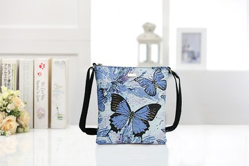 手機袋收納包  防潑水 平織緹花 紫戀蝶