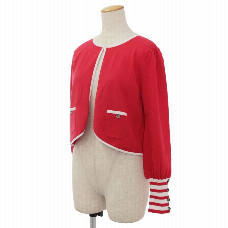 エムズグレイシー カーディガン Red x White Border Cardigan