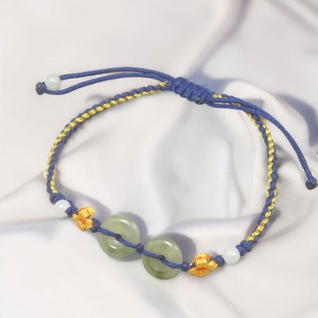 【願‧平安】冰種飄花平安扣編織手鍊 | 天然緬甸A貨翡翠 | 送禮