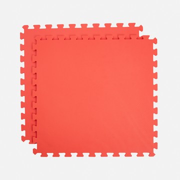 經典素色安全EVA巧拼地墊 櫻桃紅 60x60x1.2cm 4入 附邊條