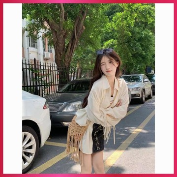 『ATC』秋季薄外套女韓系彩色鈕釦長袖襯衫女春秋新款寬鬆休閒百搭慵懶設計開衫外套潮