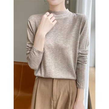 半高領100純山羊絨衫女秋冬季新款高端寬松針織內搭薄款打底毛衣